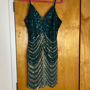 ZRSGXG Green Sequin Cocktail Dress